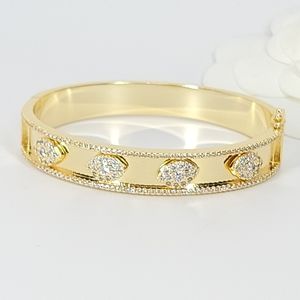 NEW Pave CZ Evil Eyes 18K Gold Bangle Bracelet NWT